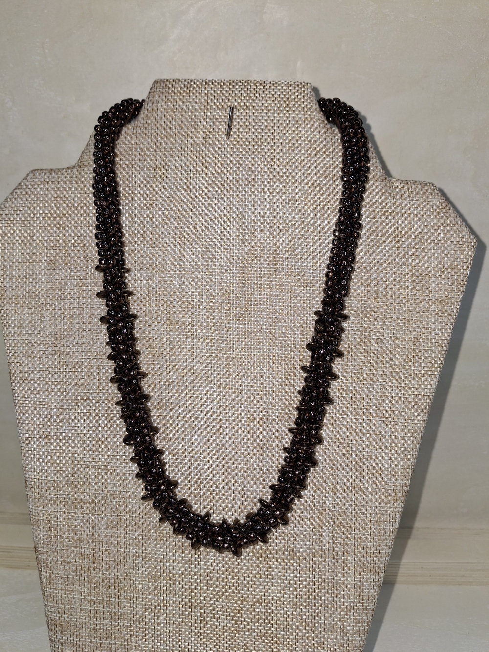 Handcrafted Dark Brown Beaded Women's Necklace